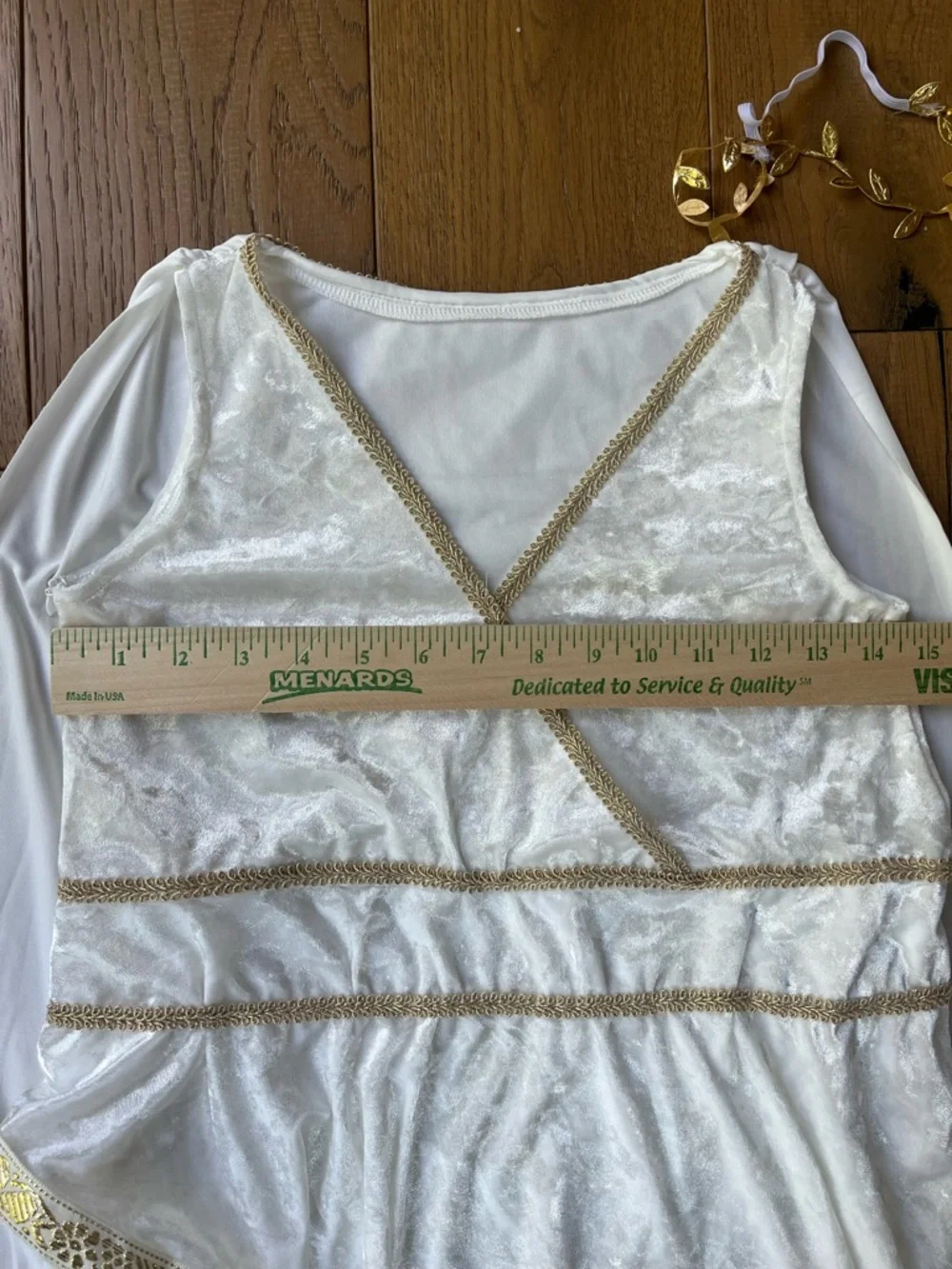 Greek costume Girls Medium White Velvet and Gold Goddess Costume Dress with Cape